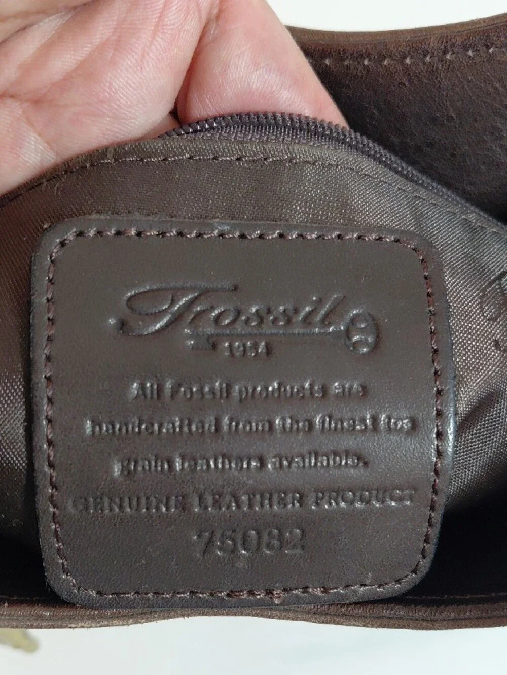 Fossil Chocolate Brown Pebbled Leather Hobo Shoulder Bag. Double Handles W/ Key